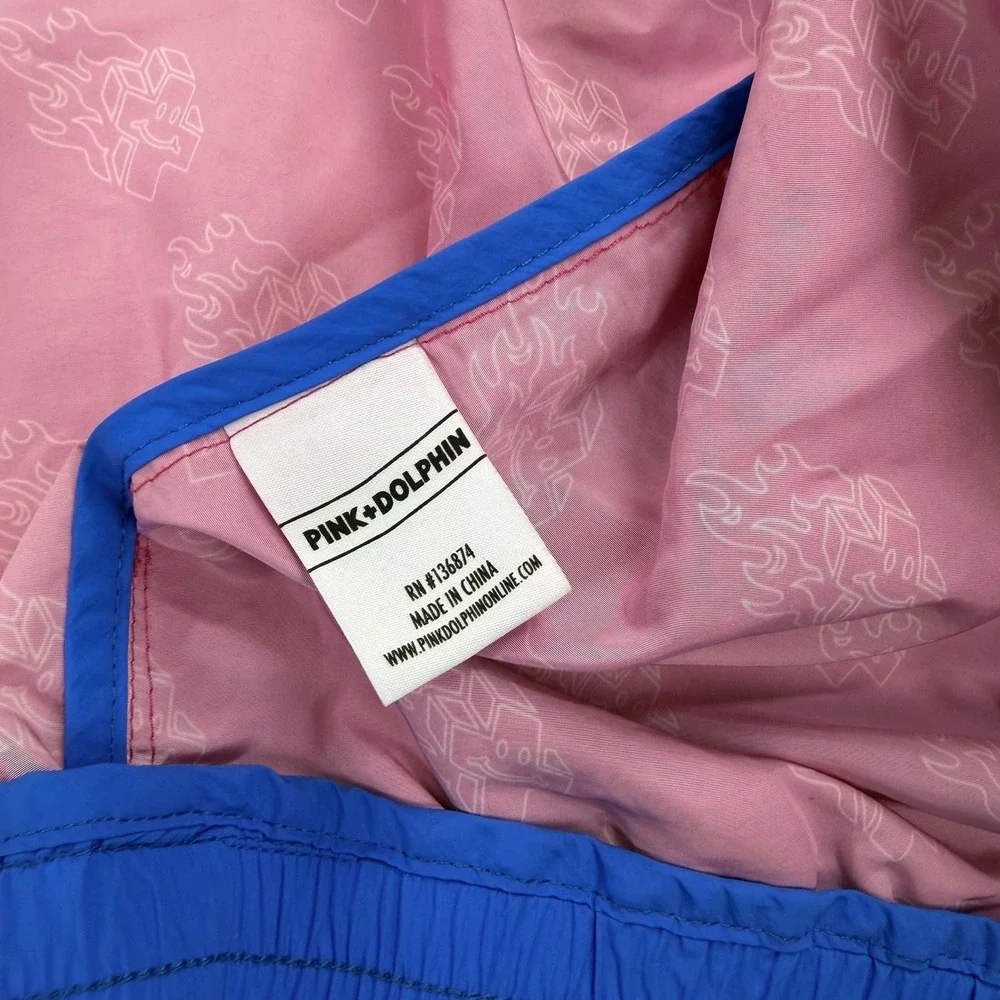 Pink Dolphin Men's Tracksuit Set XL Windbreaker Jacket Pants Blue Pink